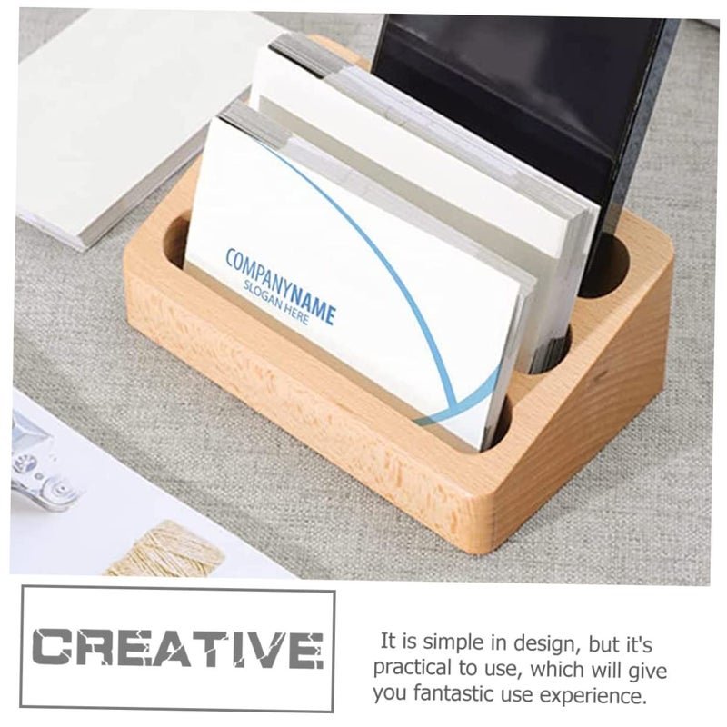 Wooden Business Card Holder Open Style Desktop Display Stand - Image 5