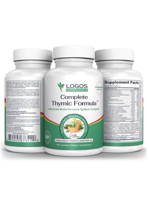 logos nutritionals Complete Thymic Formula™, Comprehensive Multivitamin & Multimineral with Thymus Glandular Extracts (180 Count (Pack of 1)