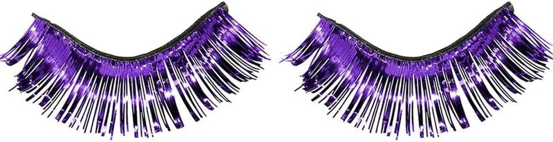 Amscan Purple Tinsel Eyelashes - 1 Pair (1/2" x 1") - Lightweight & Easy to Apply Self-Adhesive Lashes - Perfect Costume Accessory