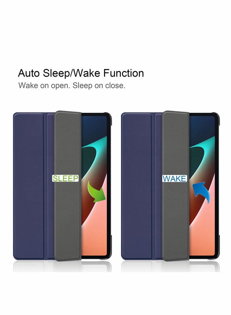 KASTWAVE Case for Xiaomi Mi Pad 5 Pro Tablet Case，Auto Sleep Wake PU Leather (Dark Blue) - Image 2
