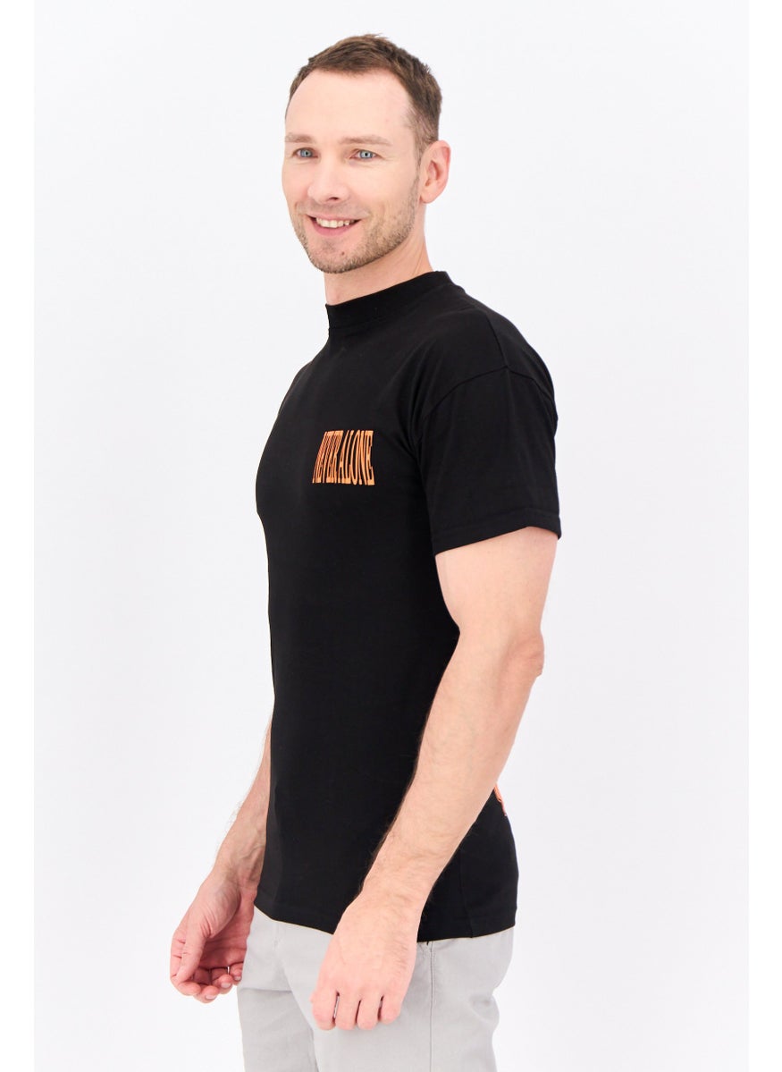 Night Addict Men Crew Neck Short Sleeves Printed T-Shirt, Black  - Image 2
