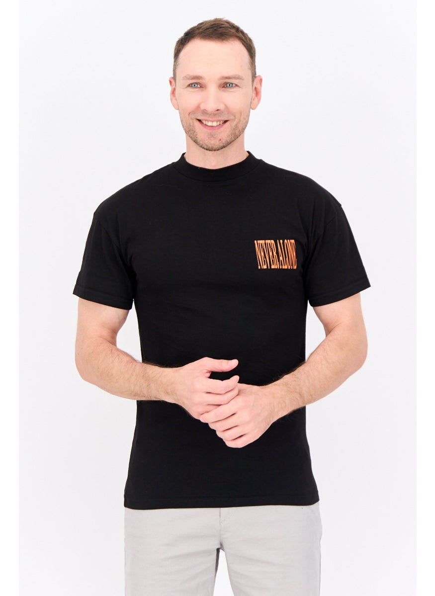 Night Addict Men Crew Neck Short Sleeves Printed T-Shirt, Black  - Image 1