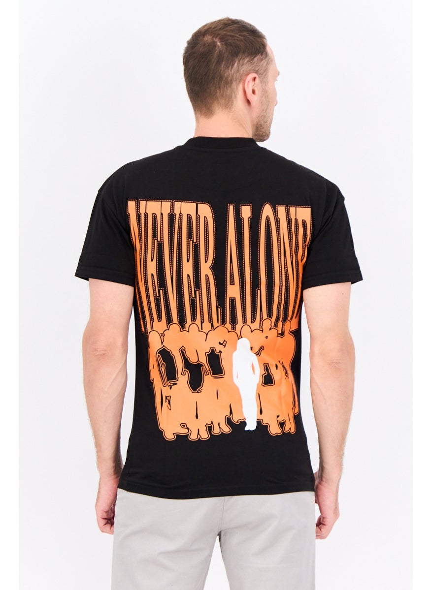 Night Addict Men Crew Neck Short Sleeves Printed T-Shirt, Black  - Image 3
