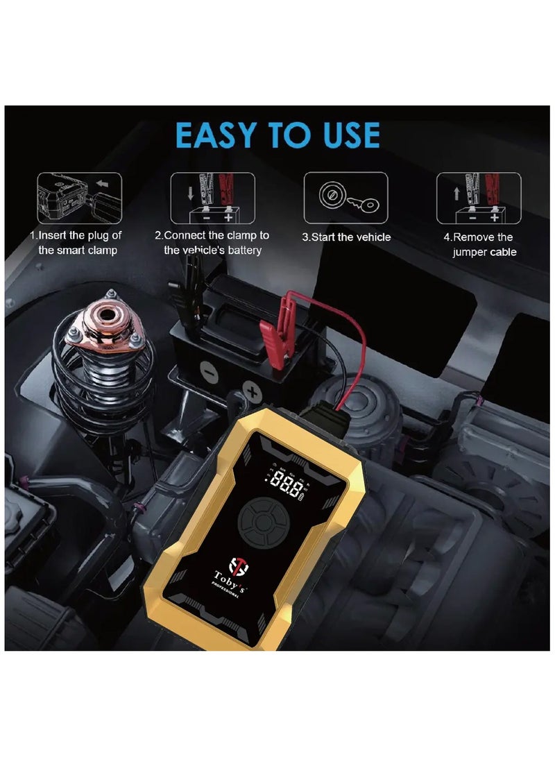 Toby's Toby's Professional X21 12V Jump Starter with Air Pump, PD 30W, for 5.0L Gas & 2.0L Diesel Engines, LED Display, Multifunction Car Emergency Tool  - Image 3