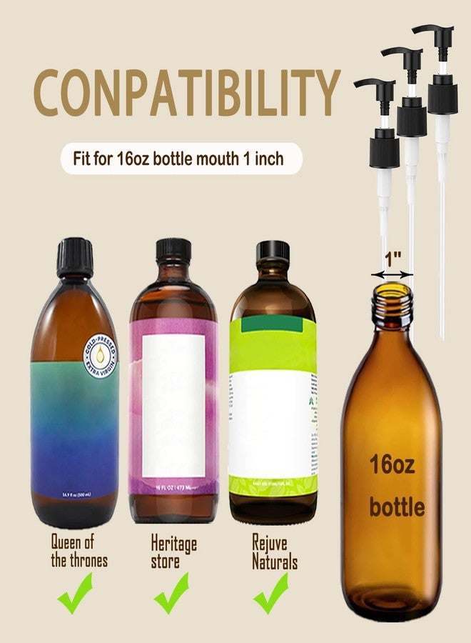 Oxyooh 3 Pack Pump Dispenser Compatible with Queen of Thrones & Heritage Castor Oil & Rejuvenaturals, Plastic Pump for 16oz Bottle-1'' Mouth, Queen Dispenser with Empty Mascara Tube (Oil not Included - Image 3