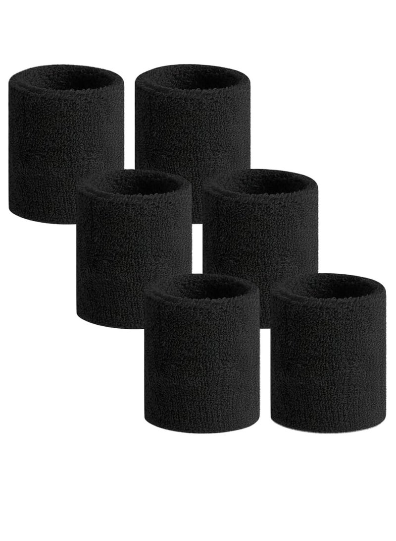 Spall Direct Absorbent Wrist Sweatbands for Athletic Men and Women - 6 Pcs Tennis Wrist Sweat Bands for Gym & Running-Wicking Wristbands for Exercise - Image 1