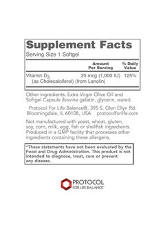 Protocol For Life Balance Protocol Vitamin D3 1000 Iu Immune Support Strong Bones And Teeth 120 Softgels  - Image 3