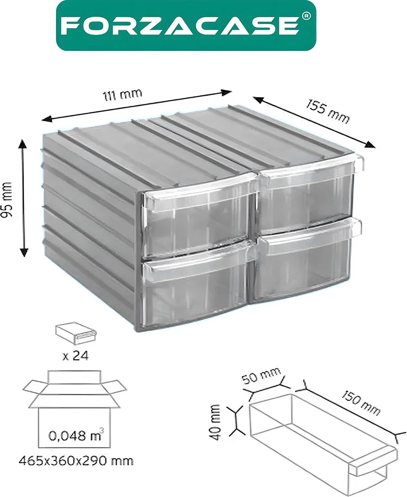 فورزاكاس 4 Drawer Fisherman Carpenter Material and Jewelry Accessories Box Organizer - FC671