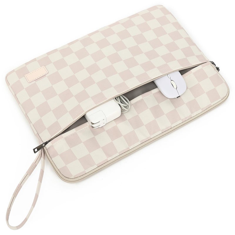 DACHEE Laptop Sleeve 14 inch 14.0 inch Laptop case Bag (Khaki Checkered, 14 inch) - Image 2
