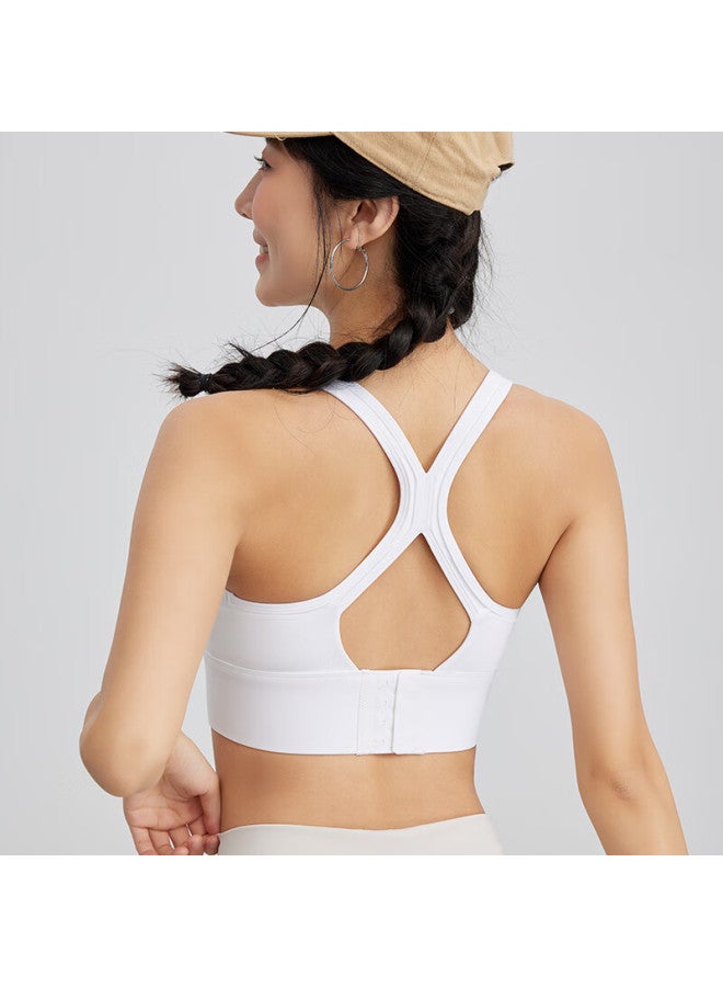 Never Me Sports Bra Shockproof High-intensity Fitness Training Yoga Vest With Chest Pads Back Support White - Image 5