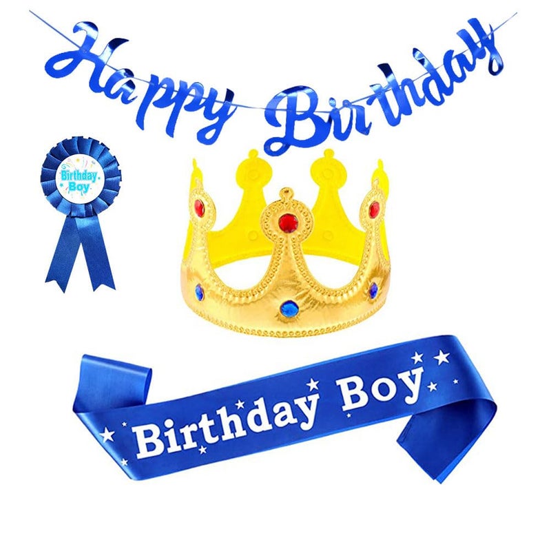 Kids’ Birthday Party Set – Blue, 20 Pieces, Plates, Cups, Napkins, Banner, for Boys