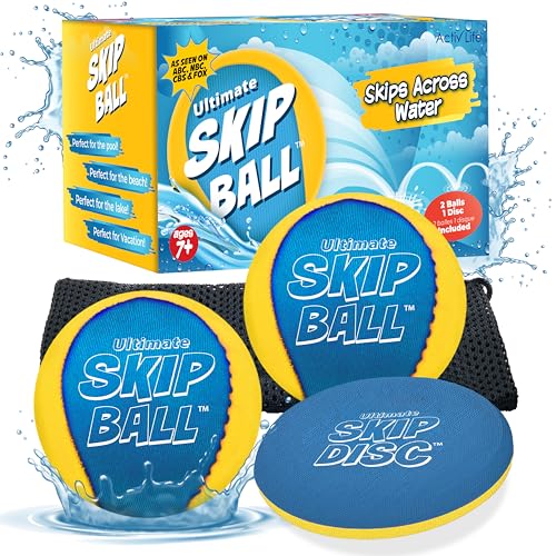 Activ Life Ultimate Skip Ball YellowCyan Top Beach Games Water Toys Gifts for Kids Birthday Presents Cool Summer Ideas for Boys Girls Men Women Best for Family Sand Swimming Pool Fun 2026 - Image 1