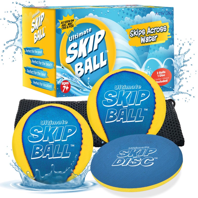 Activ Life Ultimate Skip Ball YellowCyan Top Beach Games Water Toys Gifts for Kids Birthday Presents Cool Summer Ideas for Boys Girls Men Women Best for Family Sand Swimming Pool Fun 2026 - Image 2