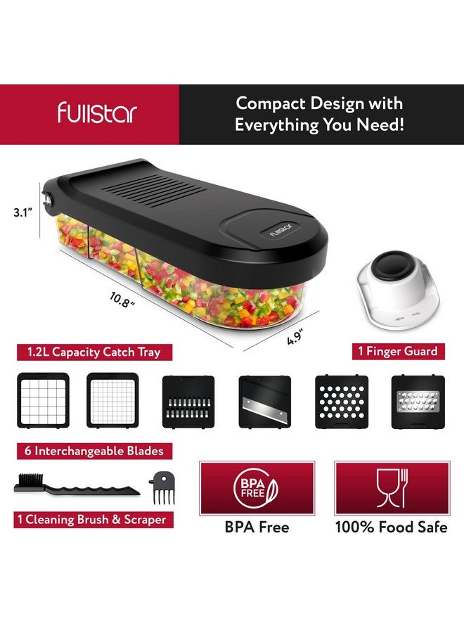 فل ستار مفرمة خضراوات فولستار، قطاعة ماندولين - مبشرة جبن، مفرمة طعام مع حاوية، أدوات مطبخ، أساسيات منزلية (6 في 1، أبيض/أسود) - Image 5