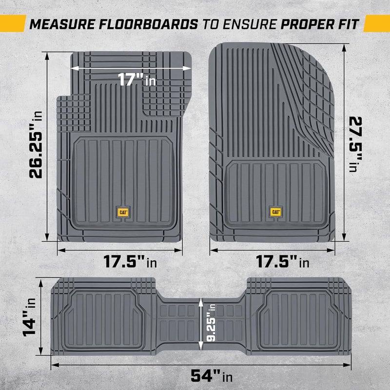 Cat® ToughLiner™ Gray Car Floor Mats - Heavy Duty Trim to Fit Floor Mats for Trucks - All-Weather Truck Accessories & Odorless Rubber Automotive Floor Mats - Car Mats & SUV Floor Liners for Car - Image 2