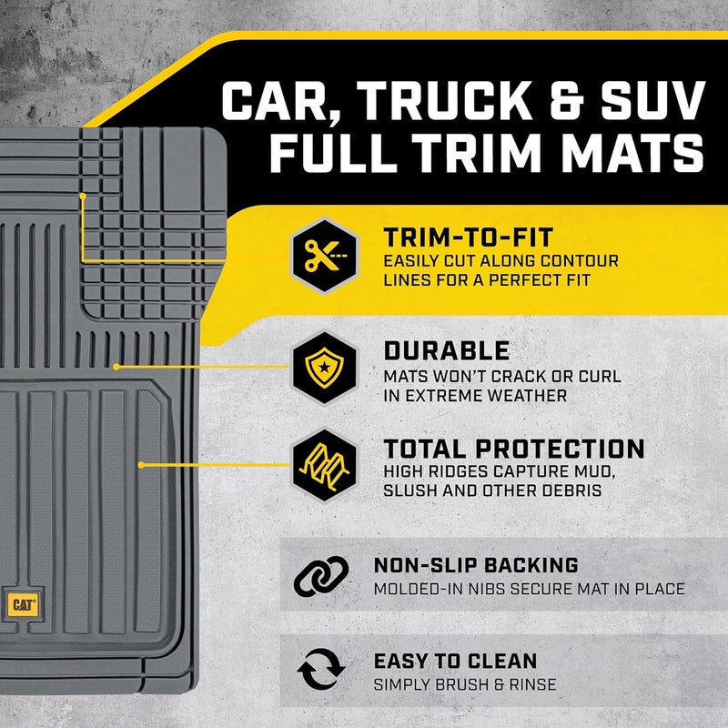 Cat® ToughLiner™ Gray Car Floor Mats - Heavy Duty Trim to Fit Floor Mats for Trucks - All-Weather Truck Accessories & Odorless Rubber Automotive Floor Mats - Car Mats & SUV Floor Liners for Car - Image 3