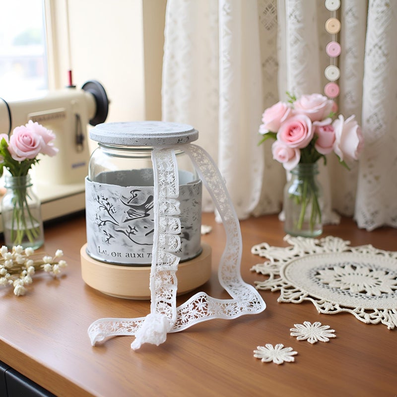 Labriciyon White 10 Meters Pleated Organza Lace Edge Gathered Mesh Trim Ribbon 2 cm Width Vintage Style Edging Trimmings Fabric Embroidered Applique Sewing Craft Wedding Bridal Dress Embellishment DIY Decor - Image 4