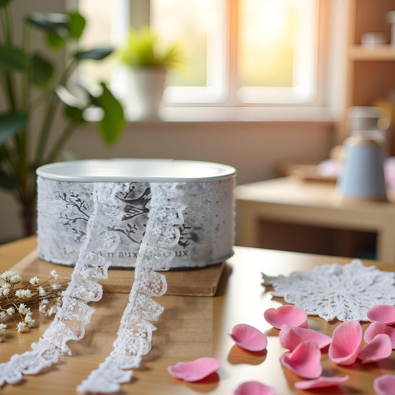 Labriciyon White 10 Meters Pleated Organza Lace Edge Gathered Mesh Trim Ribbon 2 cm Width Vintage Style Edging Trimmings Fabric Embroidered Applique Sewing Craft Wedding Bridal Dress Embellishment DIY Decor - Image 5