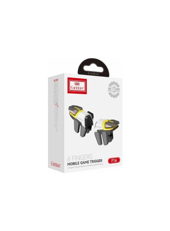 وحدة تحكم ألعاب الهاتف المحمول Earldom ET-F16 بستة أصابع مع زر إطلاق نار فعلي لألعاب PUBG و COD و Free Fire - Image 1