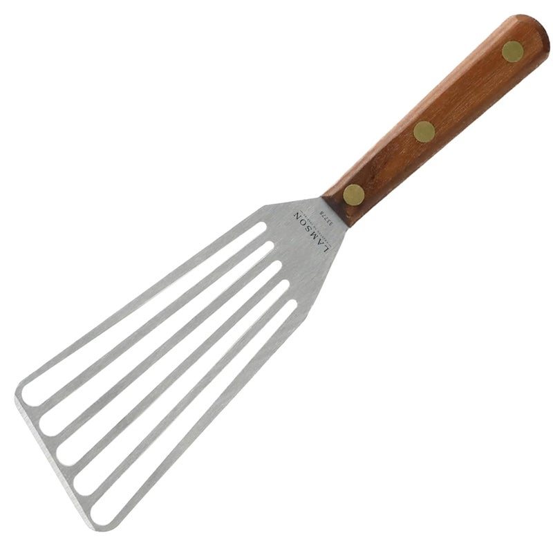 Lamson 3 x 6 Chefs Slotted Turner with Walnut Handle  LeftHand