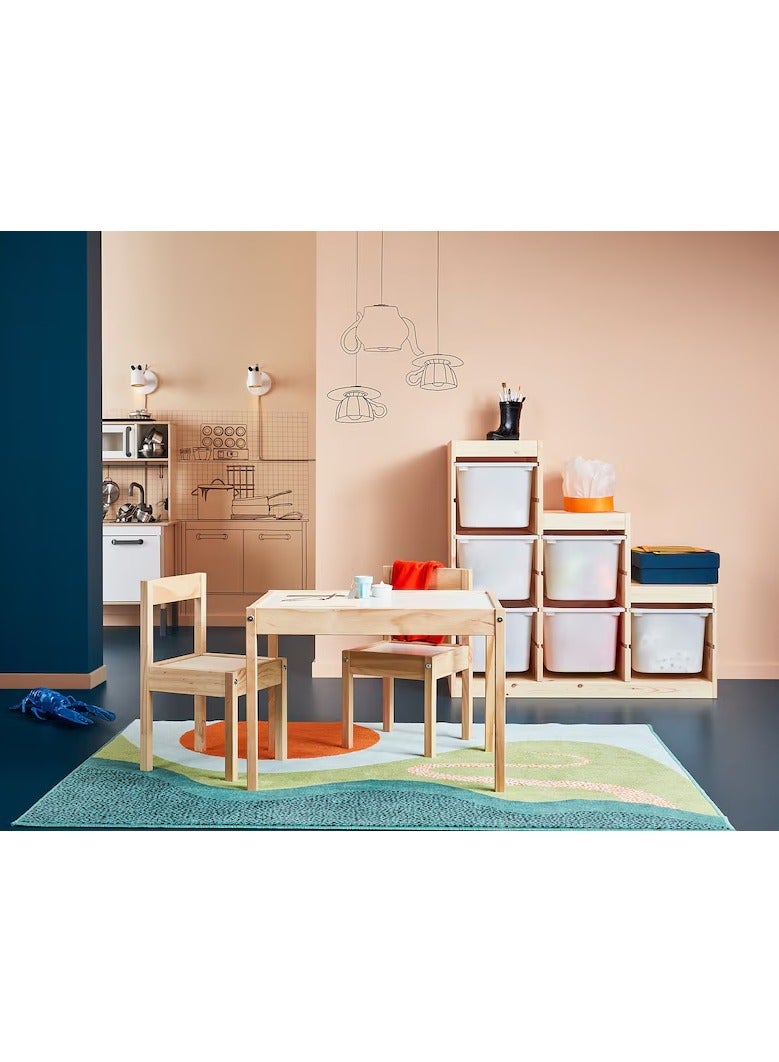 Generic Pine Children's Table with 2 chairs , For Indoor Outdoor Suitable For Small Rooms or Spaces White/Brown Wood 45x63x28 cm - Image 3