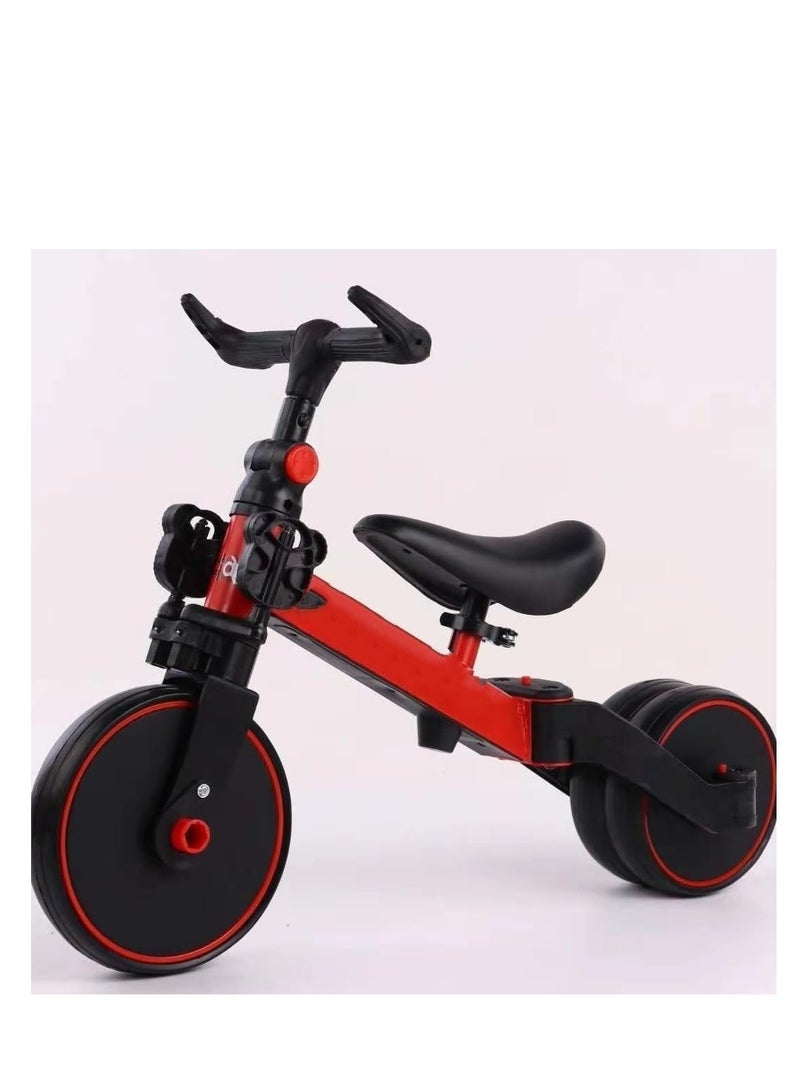 3-in-1 Convertible Kids Tricycle Balance Bike Red/Black  - Image 1