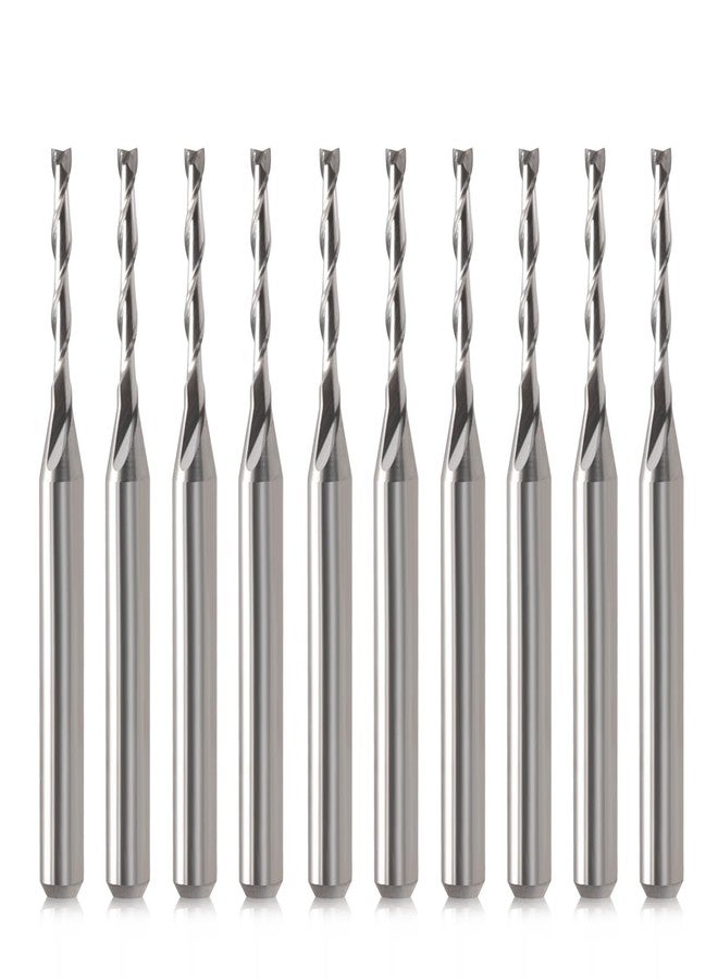 HOZLY CNC Router Bits 1/8" Shank CNC Bit End Mill 1/16" Cutting Dia Flat Nose Carbide Endmill Two Flute Spiral Upcut Milling Cutter Tool Set for Wood PVC MDF Hardwood (1/16 in, 10) - Image 1