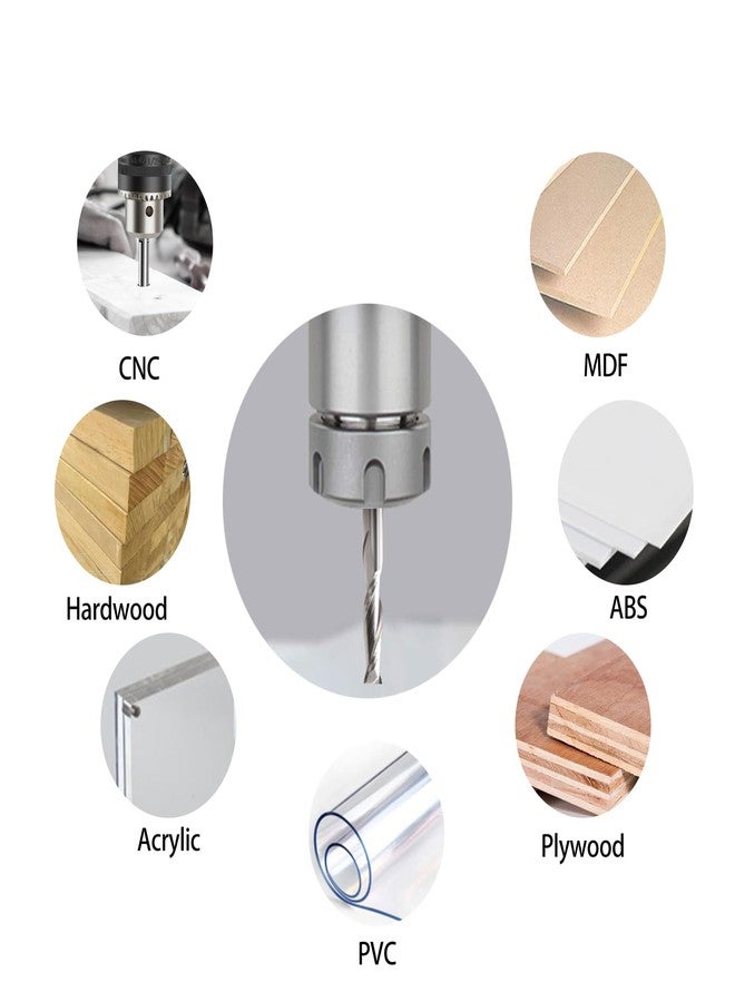 HOZLY CNC Router Bits 1/8" Shank CNC Bit End Mill 1/16" Cutting Dia Flat Nose Carbide Endmill Two Flute Spiral Upcut Milling Cutter Tool Set for Wood PVC MDF Hardwood (1/16 in, 10) - Image 3