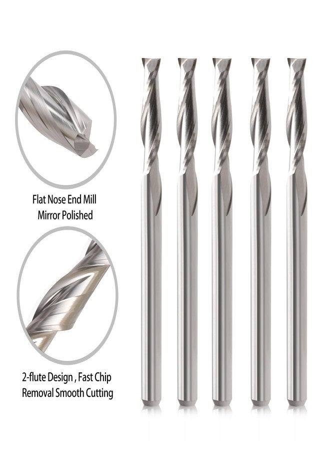 HOZLY CNC Router Bits 1/8" Shank CNC Bit End Mill 1/16" Cutting Dia Flat Nose Carbide Endmill Two Flute Spiral Upcut Milling Cutter Tool Set for Wood PVC MDF Hardwood (1/16 in, 10) - Image 4