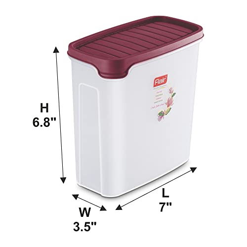 FLAIR Plastic Smart Rectangle Dry Storage Container 2000 ML Maroon (SET OF 3), Modular Kitchen, for Flour, Cereals, Snacks, Stackable, BPA Free - Image 3