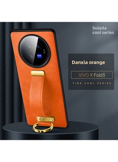 Xfold3 Wristband Phone Case Surada SLD Tide Cool Suitable For Vivofold3 Simulation Cowhide Finger Ring Protective Case-Color:Danxia Orange [with Packaging]]-Applicable Model:Glory Magic Vs2