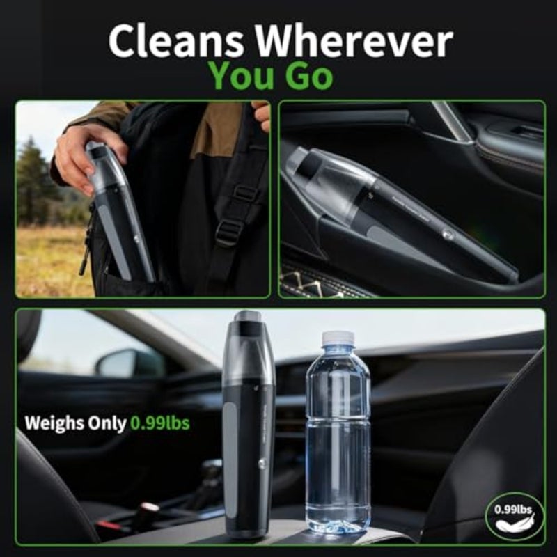 Car Vacuum, Handheld Vacuum Cordless 22000Pa Suction with 2 Suction Modes, 2-in-1 Portable Mini Car Vacuum Cleaner Cordless Vacuum Rechargeable Type-C Charge for Car, Office Desk, Keyboards - Image 5