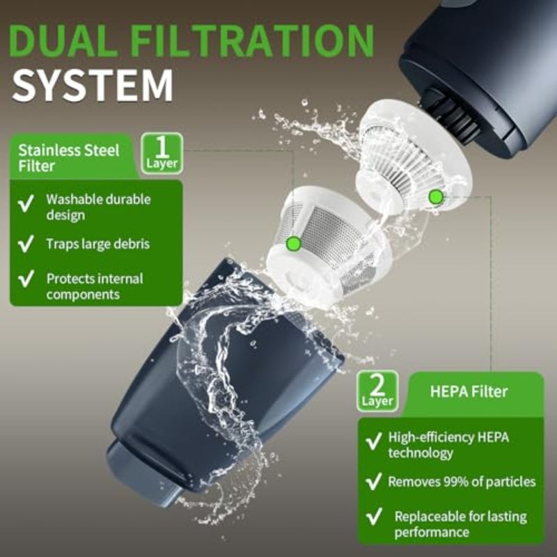 Car Vacuum, Handheld Vacuum Cordless 22000Pa Suction with 2 Suction Modes, 2-in-1 Portable Mini Car Vacuum Cleaner Cordless Vacuum Rechargeable Type-C Charge for Car, Office Desk, Keyboards - Image 4