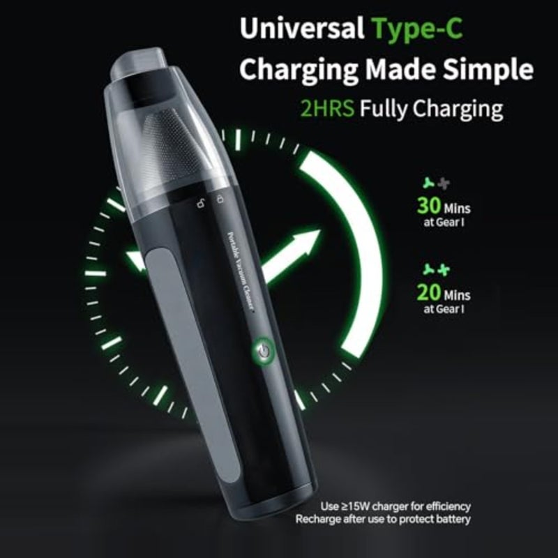 Car Vacuum, Handheld Vacuum Cordless 22000Pa Suction with 2 Suction Modes, 2-in-1 Portable Mini Car Vacuum Cleaner Cordless Vacuum Rechargeable Type-C Charge for Car, Office Desk, Keyboards - Image 2