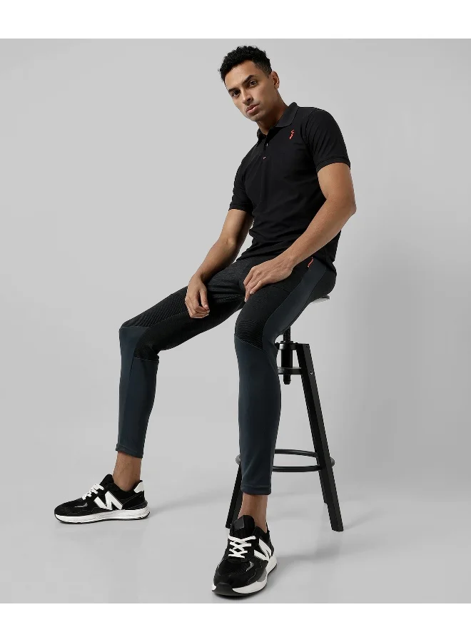 Campus Sutra Men's Jet Black Basic Activewear Polo T-Shirt