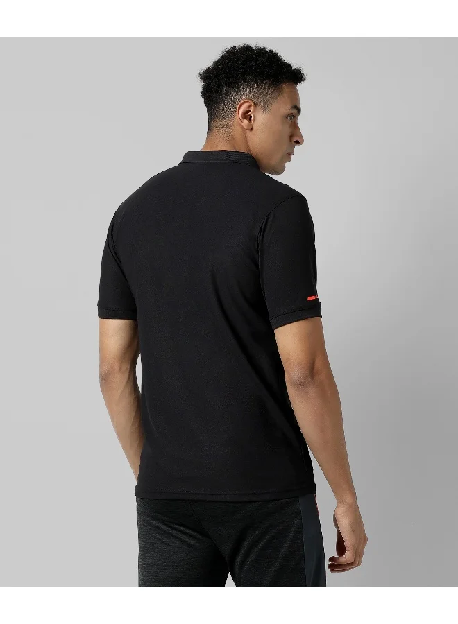 Campus Sutra Men's Jet Black Basic Activewear Polo T-Shirt
