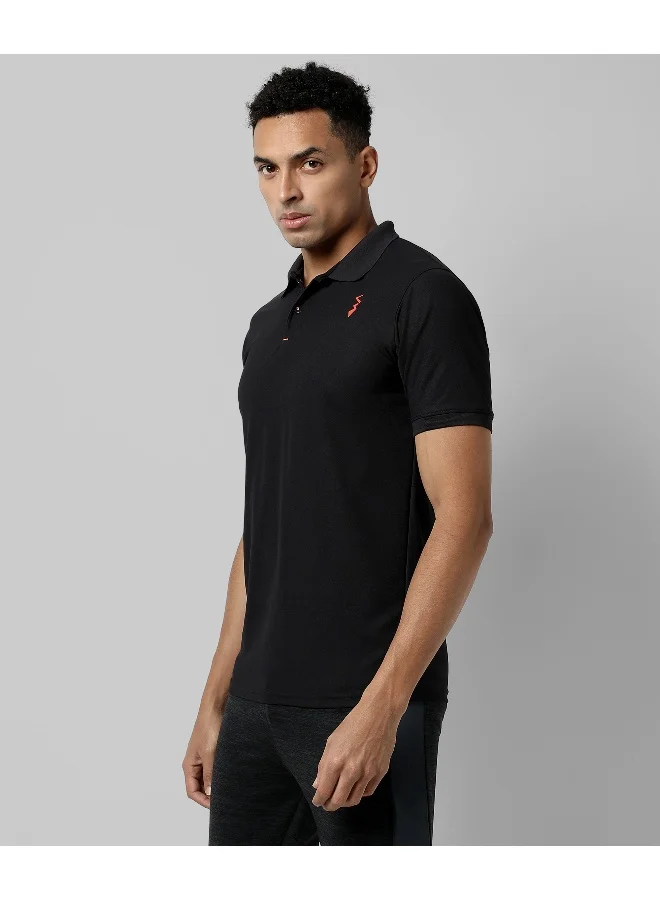 Campus Sutra Men's Jet Black Basic Activewear Polo T-Shirt