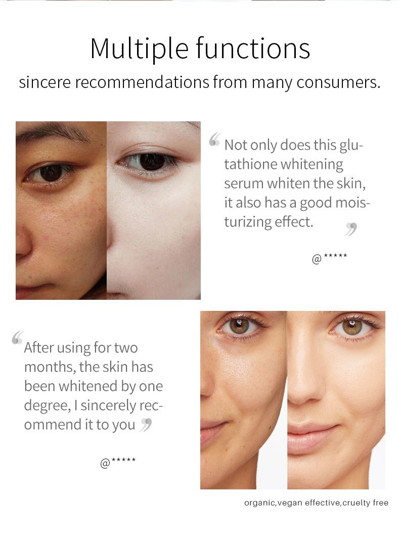 Lanthome Glutathione Face Serum Hydrating Moisturizing Brightening Skin Reduces Fine Lines & Wrinkles, Heals, and Repairs Skin for Day and Night Use 30ml - Image 2