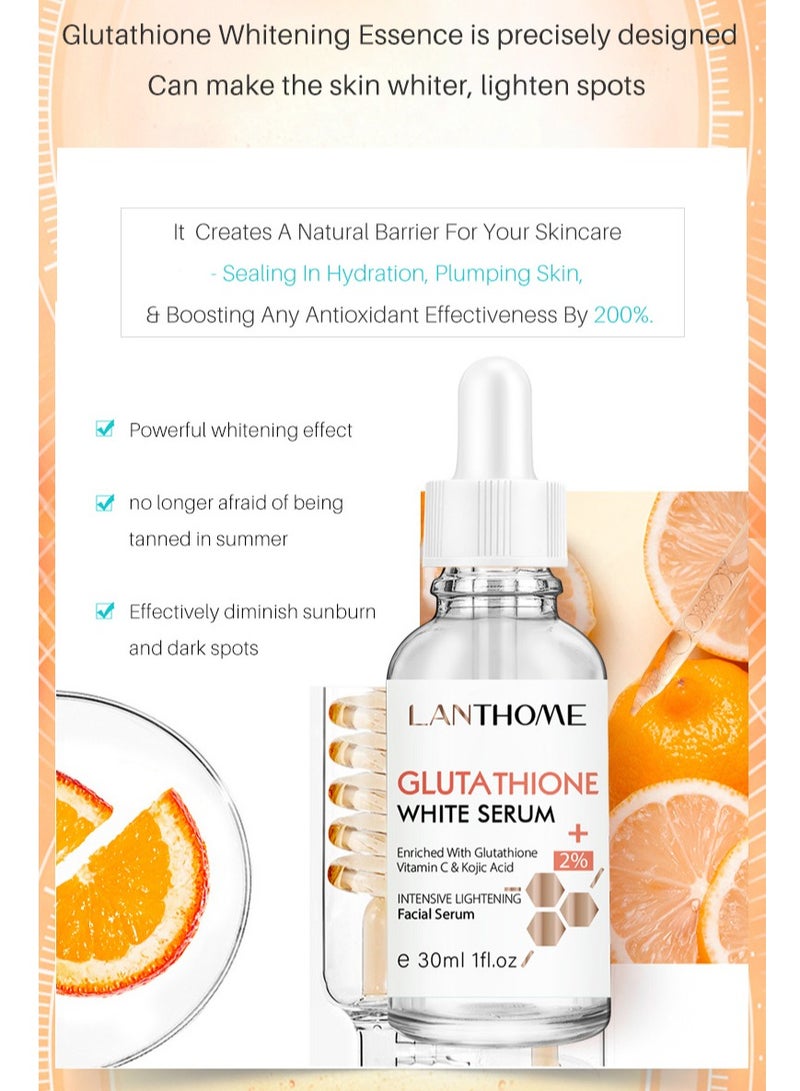 Lanthome Glutathione Face Serum Hydrating Moisturizing Brightening Skin Reduces Fine Lines & Wrinkles, Heals, and Repairs Skin for Day and Night Use 30ml - Image 3