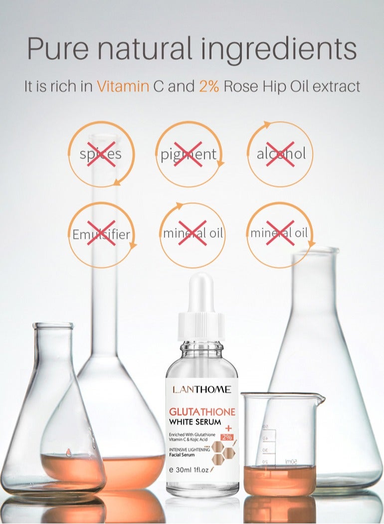 Lanthome Glutathione Face Serum Hydrating Moisturizing Brightening Skin Reduces Fine Lines & Wrinkles, Heals, and Repairs Skin for Day and Night Use 30ml - Image 4