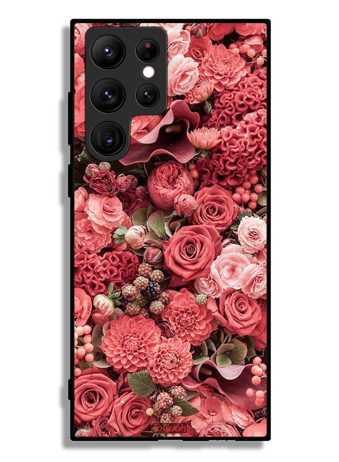 Tolwak Samsung Galaxy S22 Ultra 5G Protective Case Cover Peach Roses - Image 3