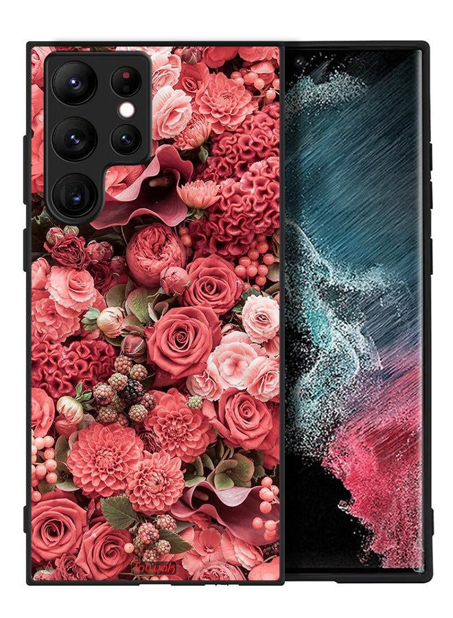 Tolwak Samsung Galaxy S22 Ultra 5G Protective Case Cover Peach Roses - Image 2