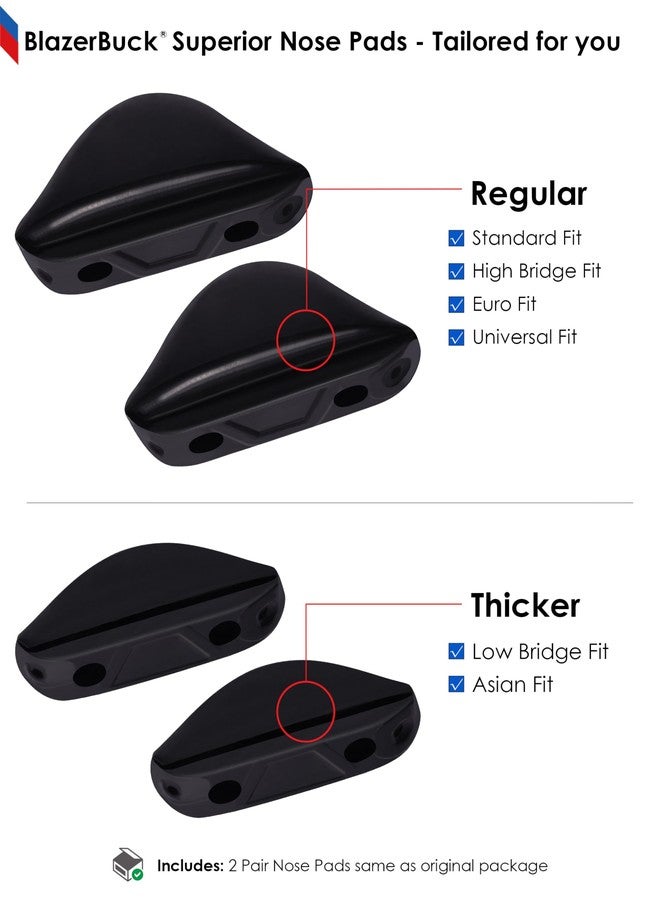 BlazerBuck Replacement Nose Piece Pads for Oakley Turbine OO9263 Sungl - Black + Black - Image 4