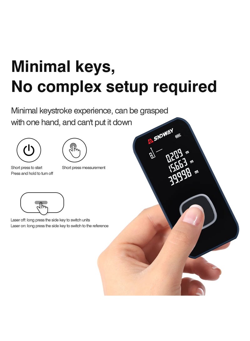SNDWAY Rechargeable Digital Laser Distance Meter, 60m/196ft Mini Laser Rangefinder with OLED Screen, Handheld Measuring Tool, Mini Laser Tape Measure Distance/Area/Volume/Pythagorean - Image 2