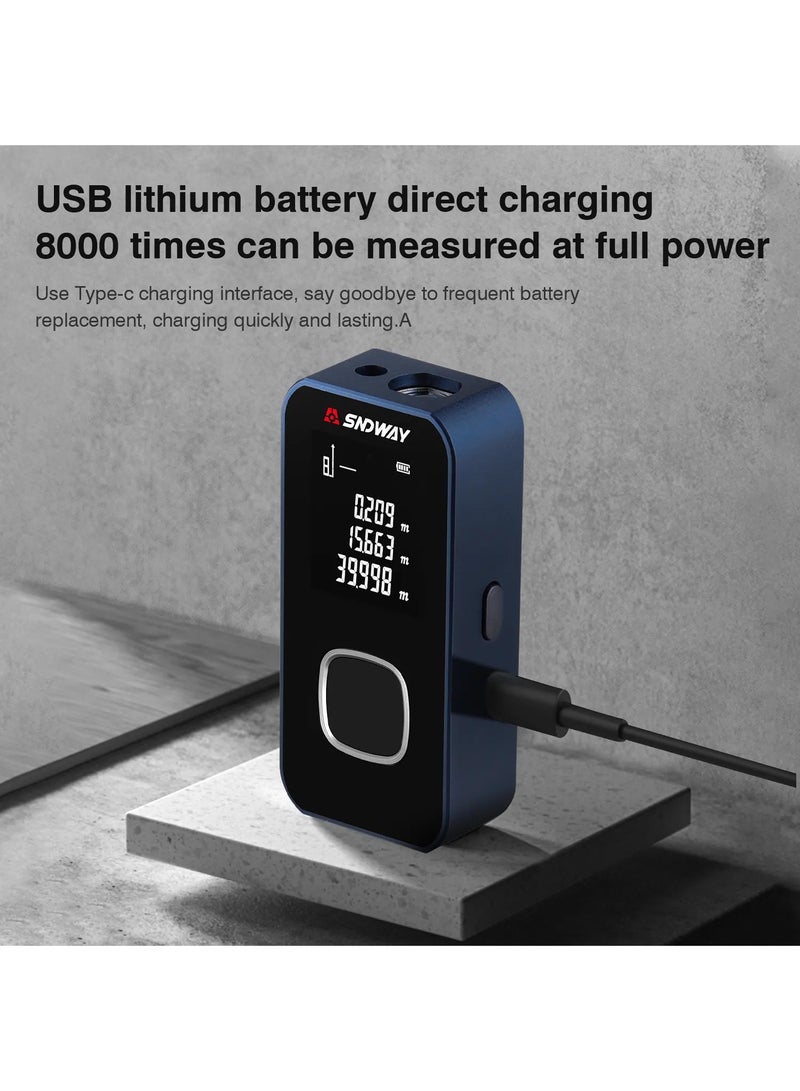 SNDWAY Rechargeable Digital Laser Distance Meter, 60m/196ft Mini Laser Rangefinder with OLED Screen, Handheld Measuring Tool, Mini Laser Tape Measure Distance/Area/Volume/Pythagorean - Image 3