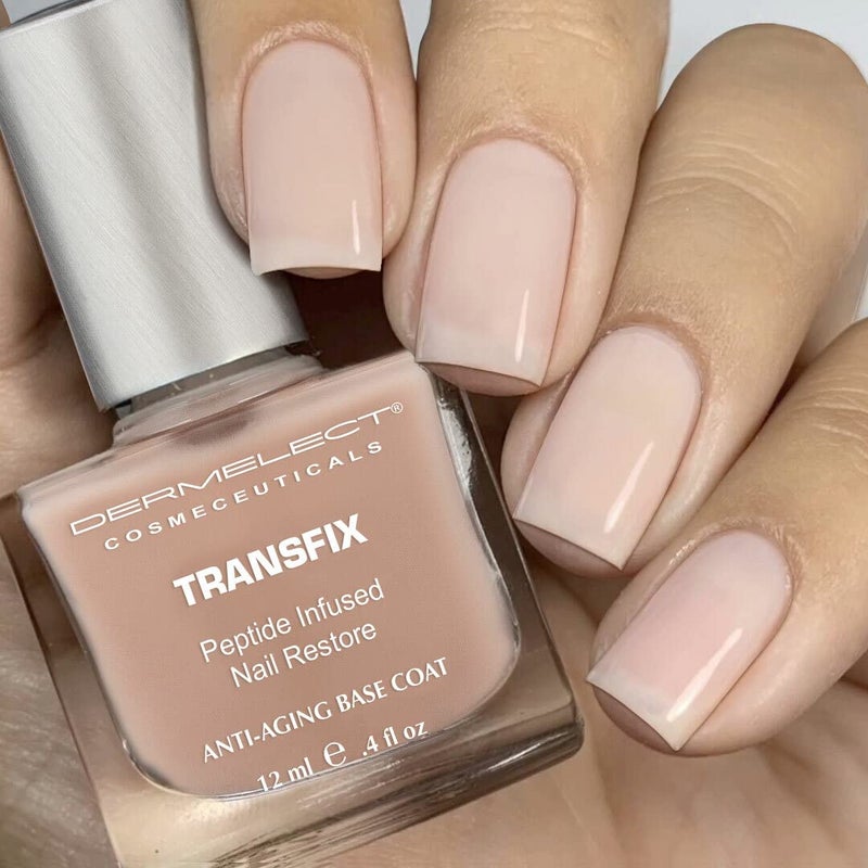 Dermelect Transfix Nail Restore Base Coat- with Protein Peptides Strengthening, Nourishing, Concealing Treatment for Weak Nails, Peeling, Breaking, Splitting, Damage 0.4 oz - Image 2