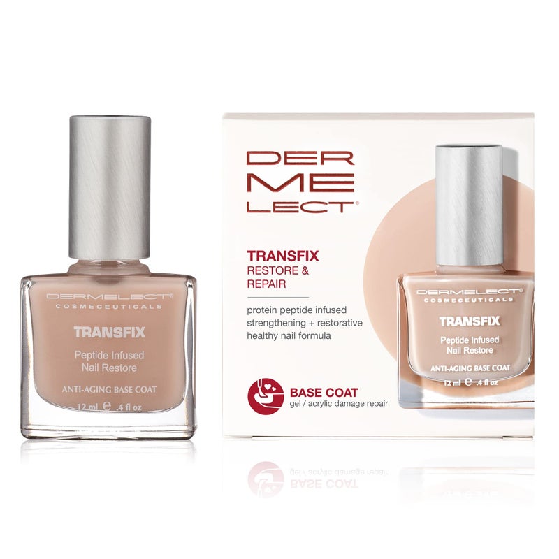 Dermelect Transfix Nail Restore Base Coat- with Protein Peptides Strengthening, Nourishing, Concealing Treatment for Weak Nails, Peeling, Breaking, Splitting, Damage 0.4 oz - Image 1