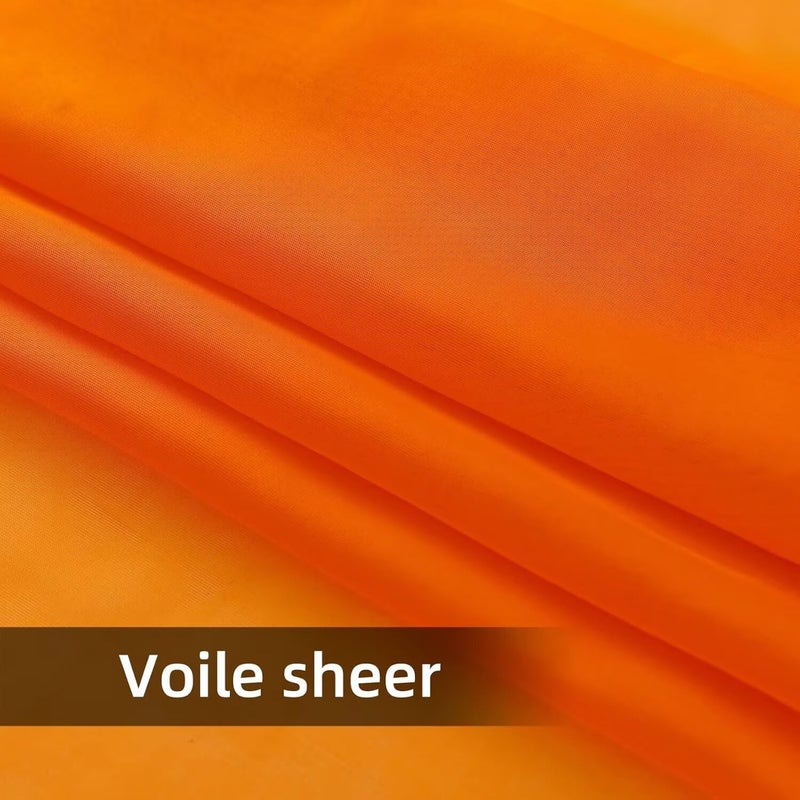 youleyar Solid Sheer Rod Pocket Curtain Voile Draperies 2 Panels White Beige Black Grey Coffee 52 Inch Width 84 Inch Long 1 Pair for Kitchen Bedroom Children Living Room Yard (Orange,52Wï½˜84L) - Image 5