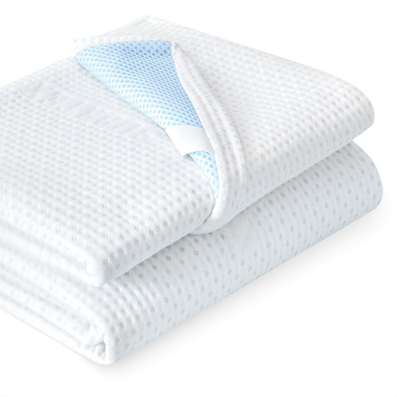 Subrtex 4 Inch Mattress Topper Cover (Only Cover) Mattress Topper Protector Bedding Rayon Made from Bamboo Removable Mattress Encasement with Zippers, Queen - Image 1