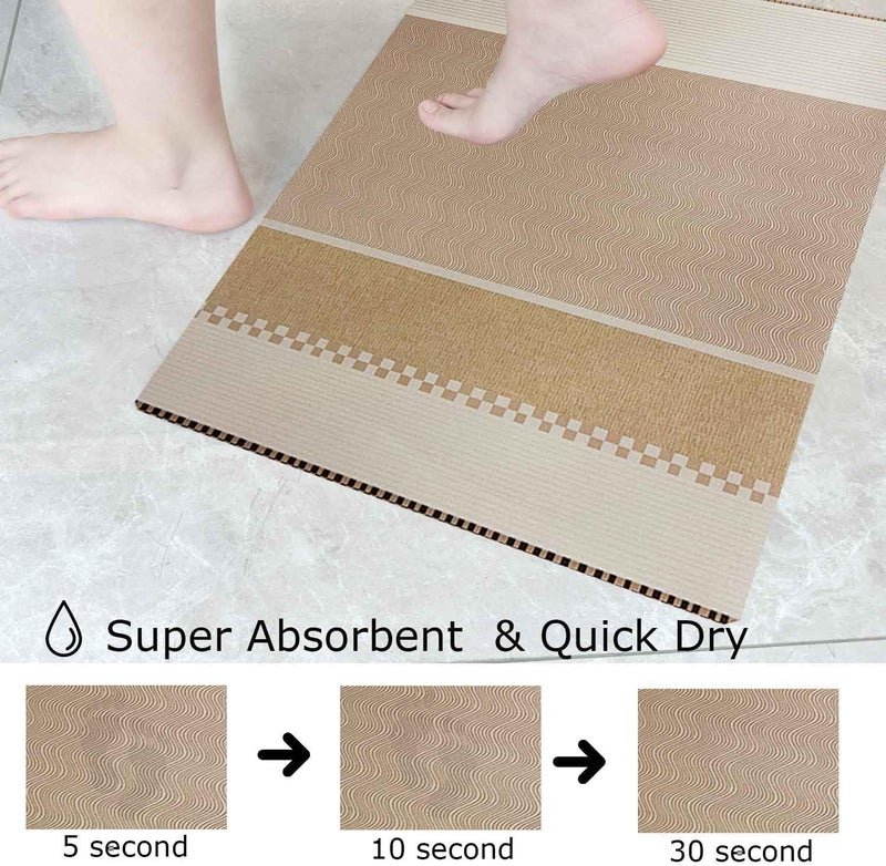 Tazweeq Bath Mat Rug, Anti-Slip Bathroom Floor Mats, Fast Drying Super Absorbent Thin Rubber Bath Rugs Fit Under Door, Washable Floor Bathmat in Front of Bathtub Shower Room & Sink (40cm*60cm) - Image 2